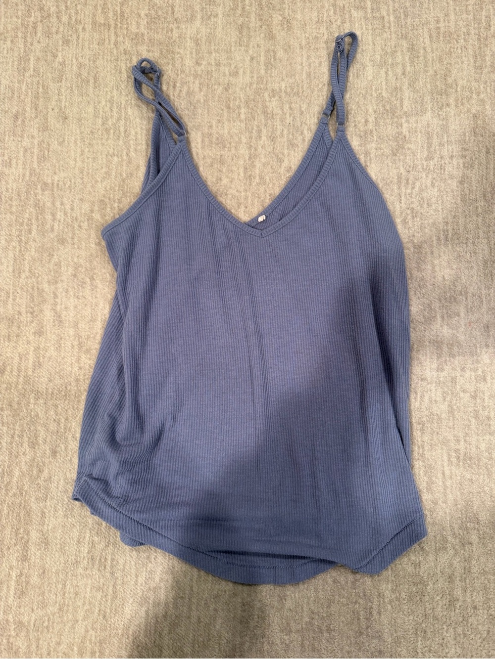 Me to We Vintage Women’s Blue Ribbed V-Neck Tank Top